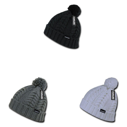 Cuglog Vesuvious Cuffed Beanies Long Pom Pom Style Winter Caps Hats-BLACK-
