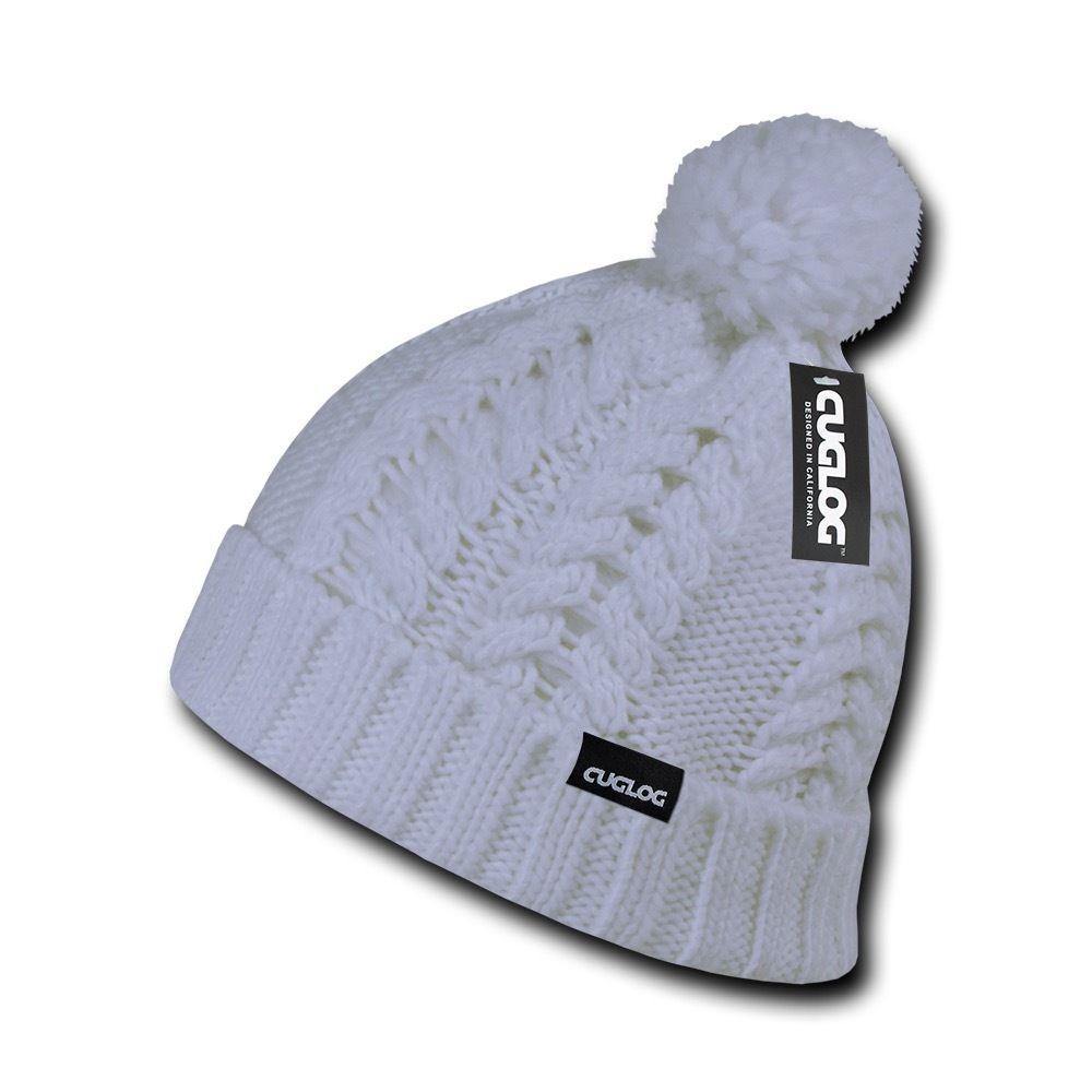Cuglog Vesuvious Cuffed Beanies Long Pom Pom Style Winter Caps Hats-BLACK-