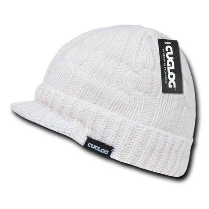 Cuglog Warm Winter Sweater Beanies Cable Knit Visor Gi Skull Caps Hats-Black-