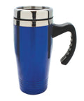 Cup Mug Bottle Tumbler Double Wall Stainless Steel Interior Water Drinks 16Oz-Blue-With Handle-