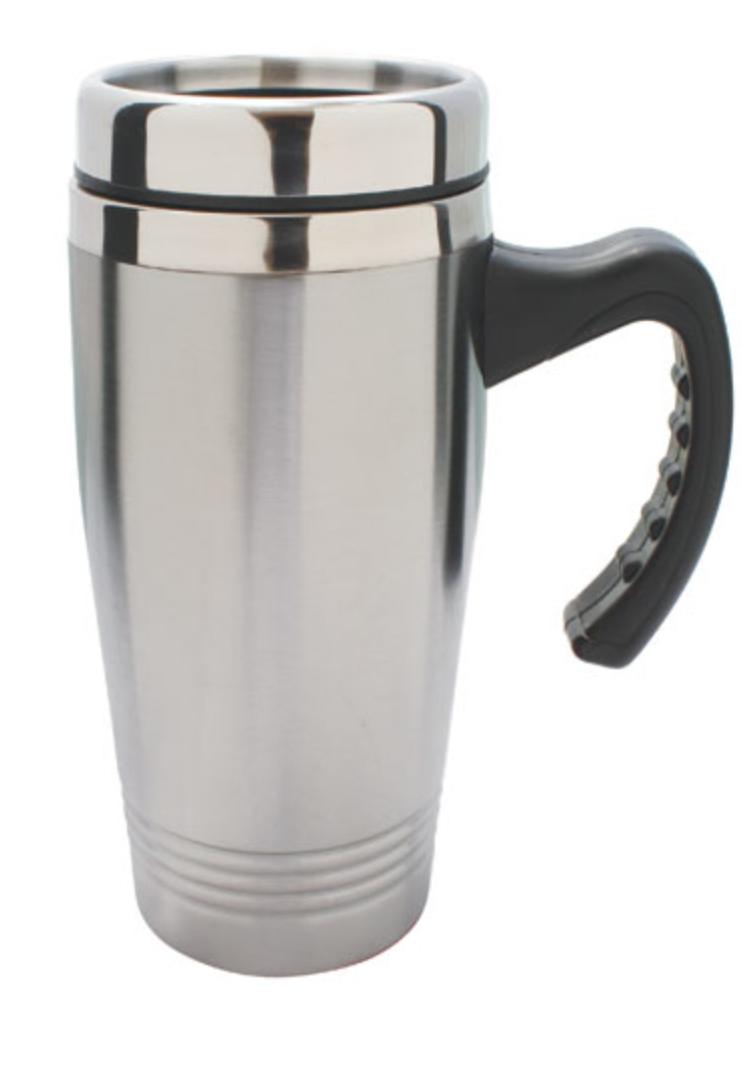 Cup Mug Bottle Tumbler Double Wall Stainless Steel Interior Water Drinks 16Oz-Silver- With Handle-
