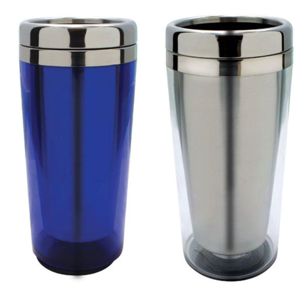 Cup Mug Bottle Tumbler Stainless Steel Interior Transparent Outer Water 16oz-Blue-