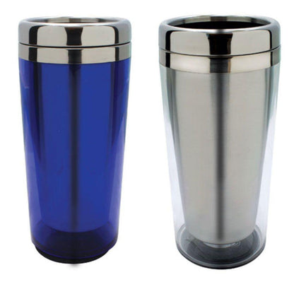 Cup Mug Bottle Tumbler Stainless Steel Interior Transparent Outer Water 16oz-Blue-