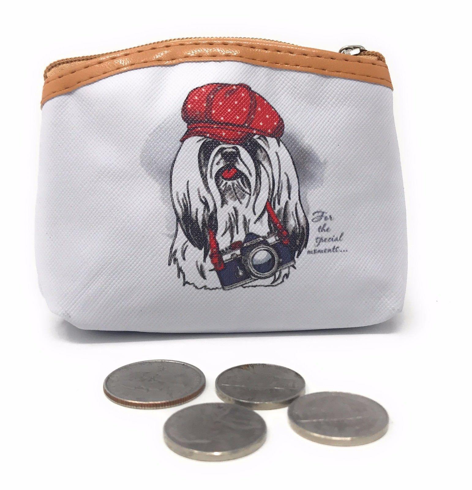 Cute Dog Cat Portraits Zipper Coin Wallet Purse Insert Keychain Ring Pouch Bag-Cat Bandit-