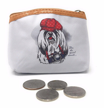 Cute Dog Cat Portraits Zipper Coin Wallet Purse Insert Keychain Ring Pouch Bag-Cat Bandit-