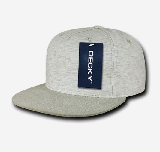Decky 5 Panel Heather Jersey Knit Caps Retro Flat Bill Hats Hat Caps Unisex-