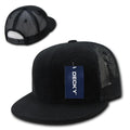 Decky 6 Panel Flat Bill Terry Trucker Hats Caps High Crown Snapback-Black-