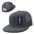 Decky 6 Panel Flat Bill Terry Trucker Hats Caps High Crown Snapback-Dark Grey-