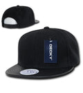 Decky 6 Panel Vinyl Flat Bill Snapback Constructed Baseball Caps Hats-Black/Black-