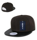 Decky 6 Panel Vinyl Flat Bill Snapback Constructed Baseball Caps Hats-Brown/Black-