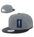 Decky 6 Panel Vinyl Flat Bill Snapback Constructed Baseball Caps Hats-Grey/Black-