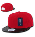 Decky 6 Panel Vinyl Flat Bill Snapback Constructed Baseball Caps Hats-Red/Black-