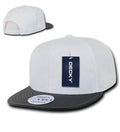 Decky 6 Panel Vinyl Flat Bill Snapback Constructed Baseball Caps Hats-White/Black-