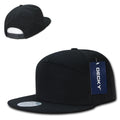 Decky 7 Panel Cotton Snapbacks Flat Bill Baseball Hats Caps Unisex-Black-