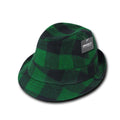Decky Acrylic Plaid Lightweight Fedoras Trilby Panama Hats-Green-Small/Medium-