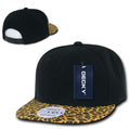 Decky Animal Print Retro Flat Bill Hats Baseball Caps Snake Leopard Skin-Black Leopard / Orange-