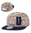 Decky Army Camouflage 100% Cotton Retro Flat Bill 6 Panel Snapback Hats Caps-Navy/Desert/Desert-