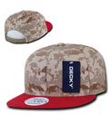 Decky Army Camouflage 100% Cotton Retro Flat Bill 6 Panel Snapback Hats Caps-Red/Desert/Desert-