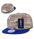 Decky Army Camouflage 100% Cotton Retro Flat Bill 6 Panel Snapback Hats Caps-Royal/Desert/Desert-