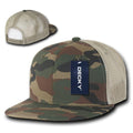 Decky Army Camouflage Camo Flat Bill Trucker Hats Caps 6 Panel Snapbacks-Woodland / Khakhi-