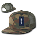 Decky Army Camouflage Camo Flat Bill Trucker Hats Caps 6 Panel Snapbacks-Woodland / Olive-