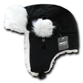 Decky Aviator Soft Faux Fur Ear Flap Hat Cap Winter Ski Trooper Trapper-Black/White-Large/XL-