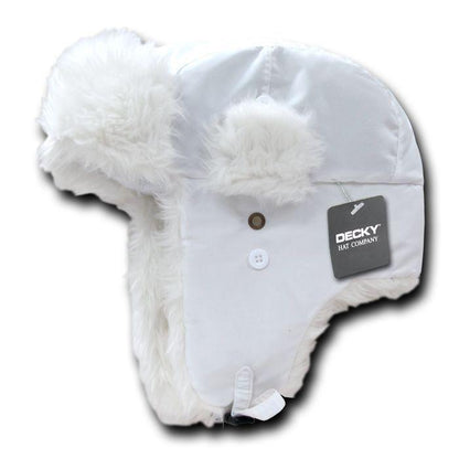 Decky Aviator Soft Faux Fur Ear Flap Hat Cap Winter Ski Trooper Trapper-Black-Small/Medium-