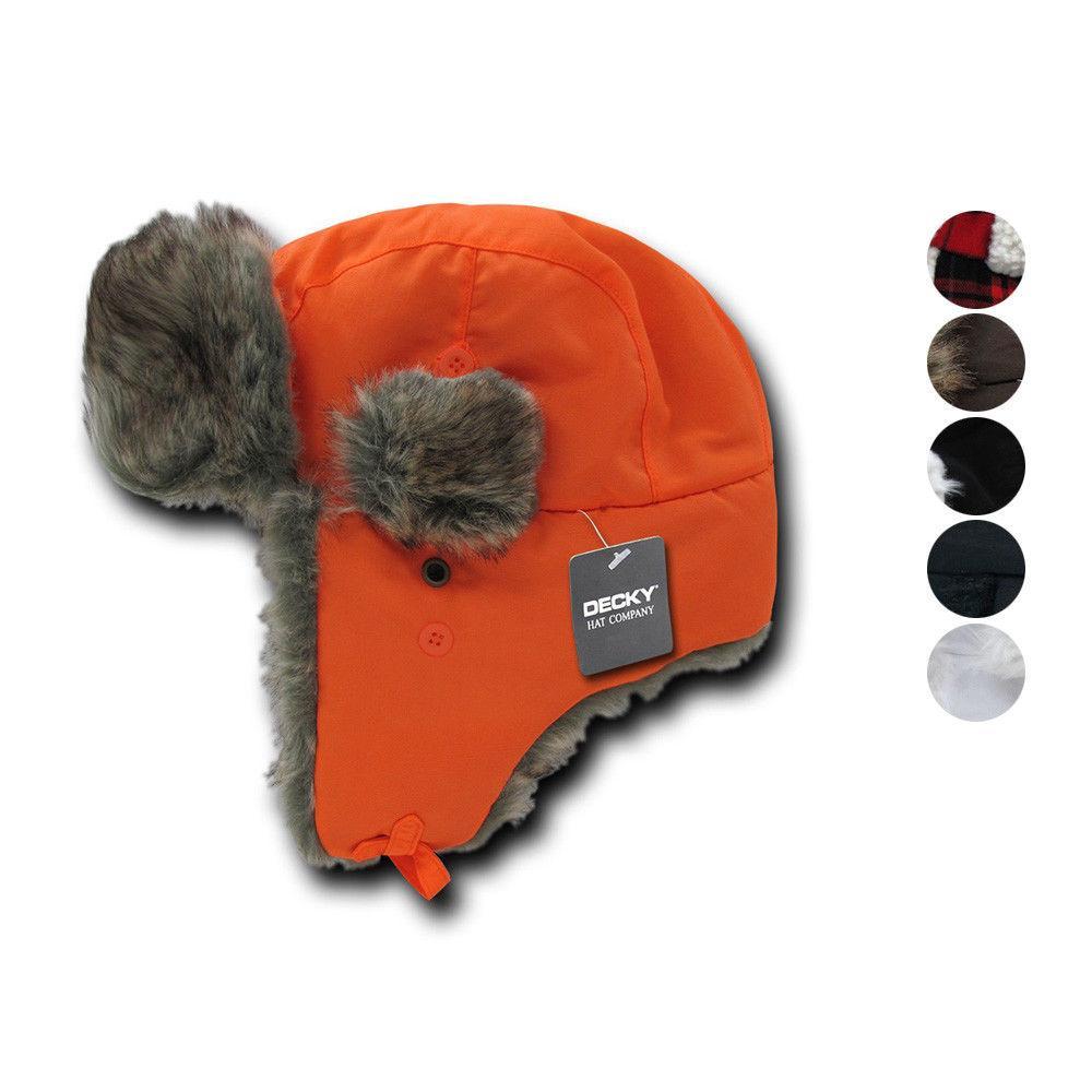 Decky Aviator Soft Faux Fur Ear Flap Hat Cap Winter Ski Trooper Trapper-Black-Small/Medium-