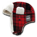 Decky Aviator Soft Faux Fur Ear Flap Hat Cap Winter Ski Trooper Trapper-Red Plaid-Small/Medium-