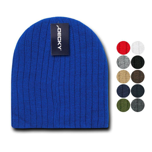 Decky Beanies Cable Knit Soft Ski Warm Winter Caps Hats Unisex Mens Womens-Black-