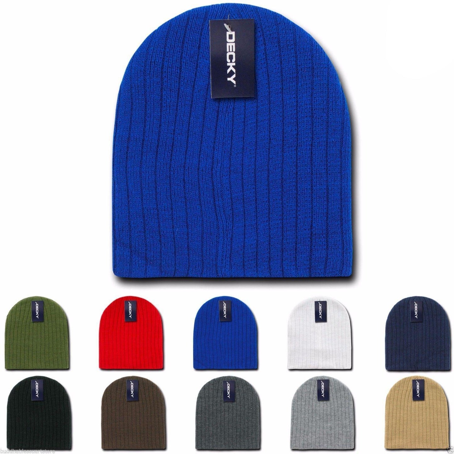 Decky Beanies Cable Knit Soft Ski Warm Winter Caps Hats Unisex Mens Womens-Black-