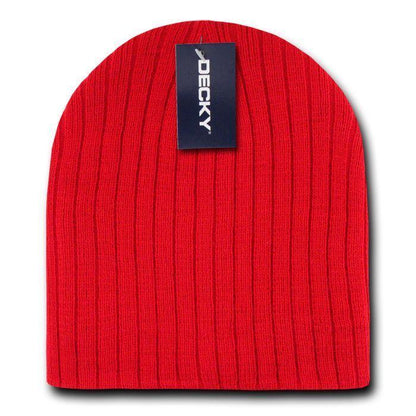 Decky Beanies Cable Knit Soft Ski Warm Winter Caps Hats Unisex Mens Womens-Red-
