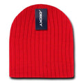 Decky Beanies Cable Knit Soft Ski Warm Winter Caps Hats Unisex Mens Womens-Red-