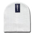 Decky Beanies Cable Knit Soft Ski Warm Winter Caps Hats Unisex Mens Womens-White-