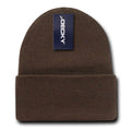 Decky Beanies Cuffed Knit Ski Skull Caps Hats Snug Warm Winter Unisex-Brown-