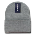 Decky Beanies Cuffed Knit Ski Skull Caps Hats Snug Warm Winter Unisex-Heather Grey-
