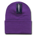 Decky Beanies Cuffed Knit Ski Skull Caps Hats Snug Warm Winter Unisex-Purple-