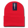 Decky Beanies Cuffed Knit Ski Skull Caps Hats Snug Warm Winter Unisex-Red-