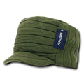 Decky Beanies Knitted Flat Top Warm Ribbed Visor Ski Cadet Gi Caps-Olive-