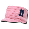 Decky Beanies Knitted Flat Top Warm Ribbed Visor Ski Cadet Gi Caps-Pink-