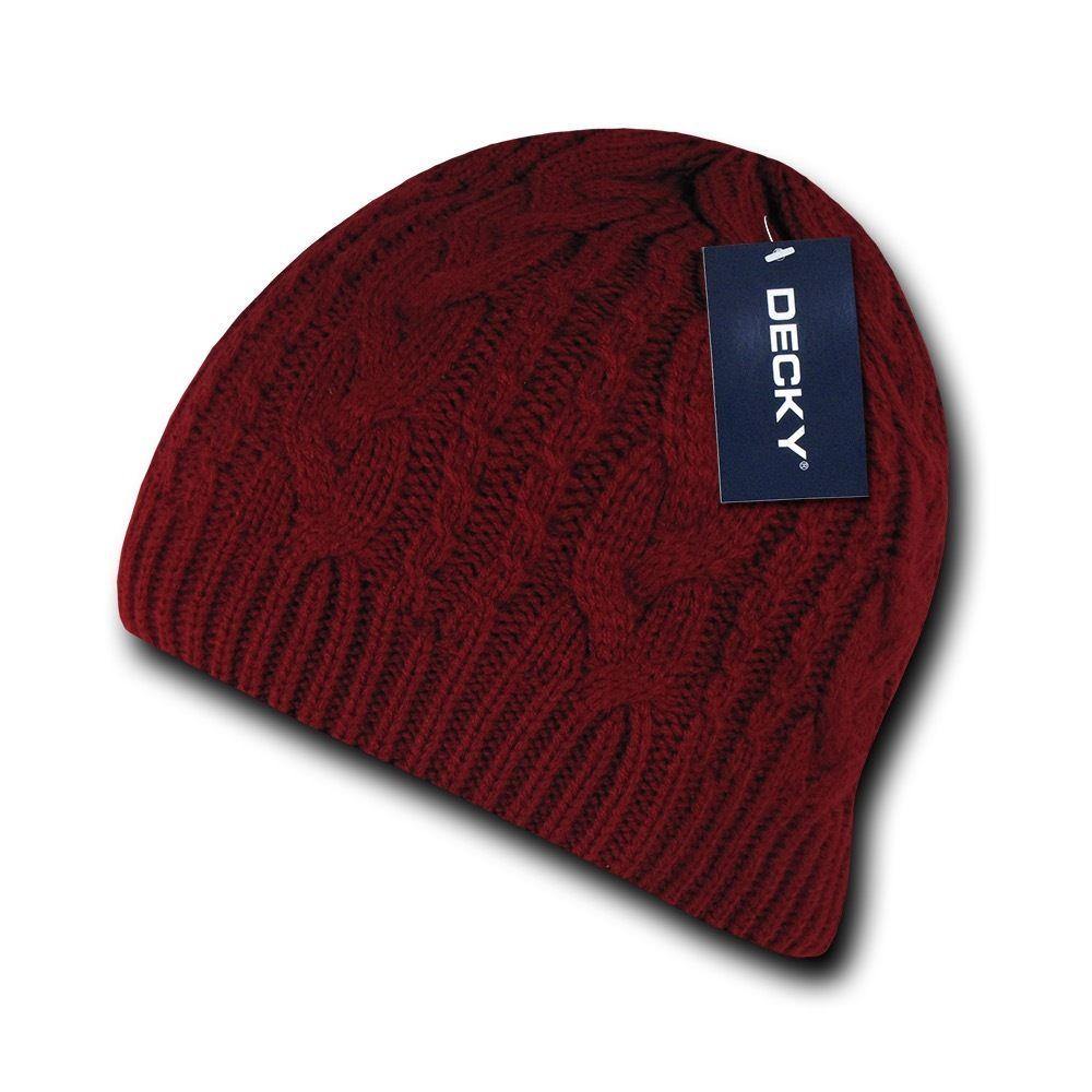Decky Beanies Soft Stretchy Braided Knit Hats Caps Ski Warm Winter-BLACK-