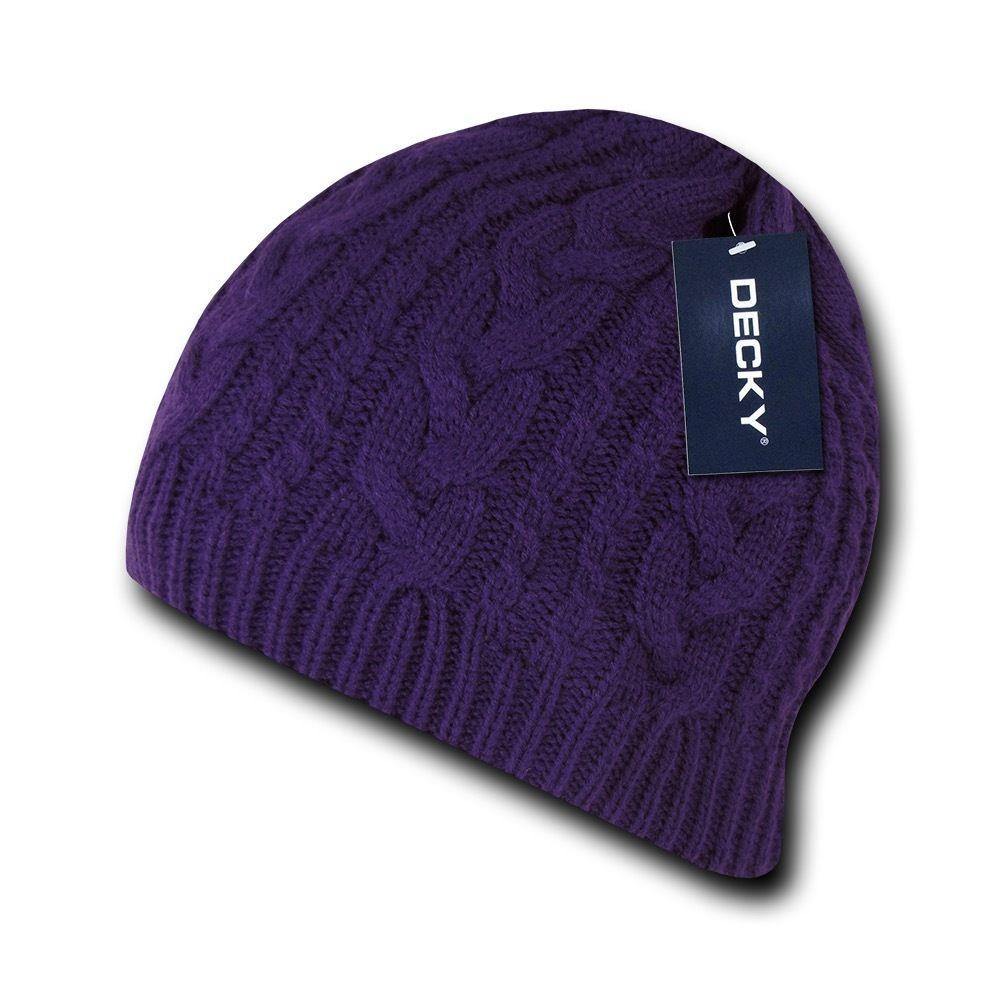 Decky Beanies Soft Stretchy Braided Knit Hats Caps Ski Warm Winter-BLACK-