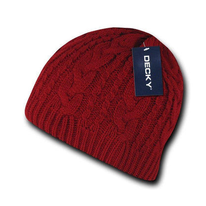 Decky Beanies Soft Stretchy Braided Knit Hats Caps Ski Warm Winter-BLACK-