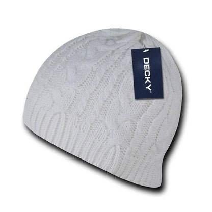 Decky Beanies Soft Stretchy Braided Knit Hats Caps Ski Warm Winter-BLACK-