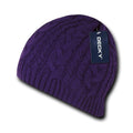 Decky Beanies Soft Stretchy Braided Knit Hats Caps Ski Warm Winter-PURPLE-