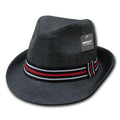 Decky Black Fedora Trilby Panama Fashion Hats Paper Straw Summer Unisex-Small/Medium-Black-
