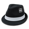 Decky Black White Red Poly Woven Fedora Hipster Miami Caps Hats-Black/White-Large/XL-