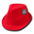 Decky Black White Red Poly Woven Fedora Hipster Miami Caps Hats-Red/Red-Large/XL-