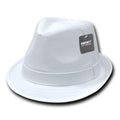 Decky Black White Red Poly Woven Fedora Hipster Miami Caps Hats-White/White-Small/Medium-