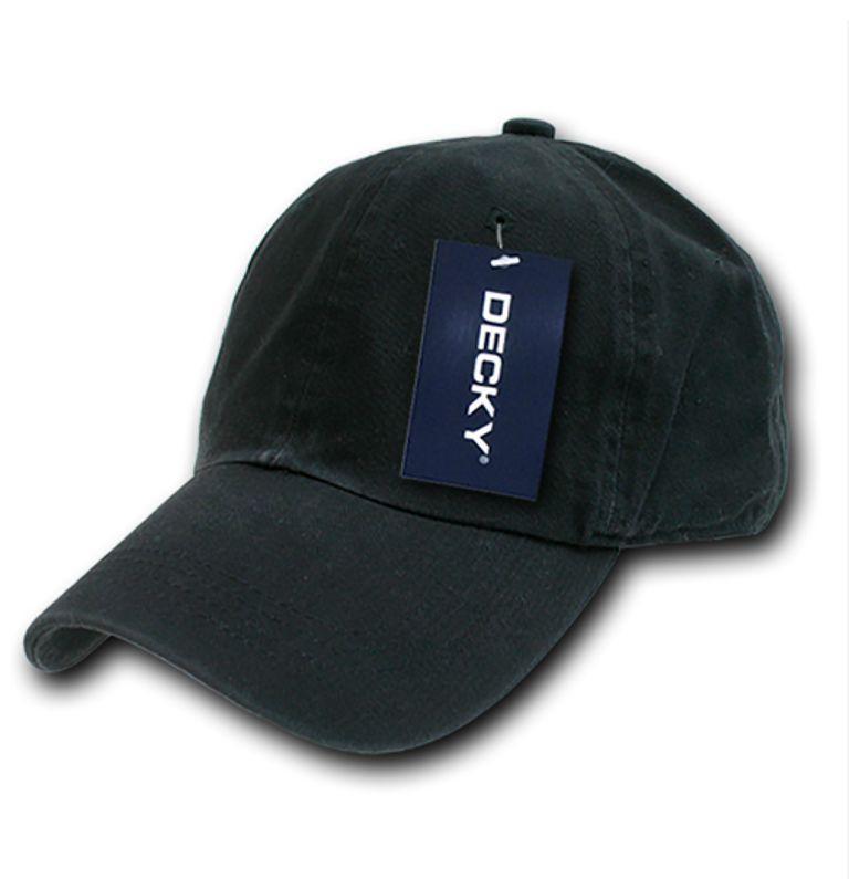 Decky Blank Polo Dad Hats Caps Solid Plain Washed 8 Colors-Black-
